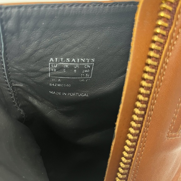 NWOT allsaints Thea Platform Zip Booties Boots Brown Studs Size 8 - Picture 6 of 7